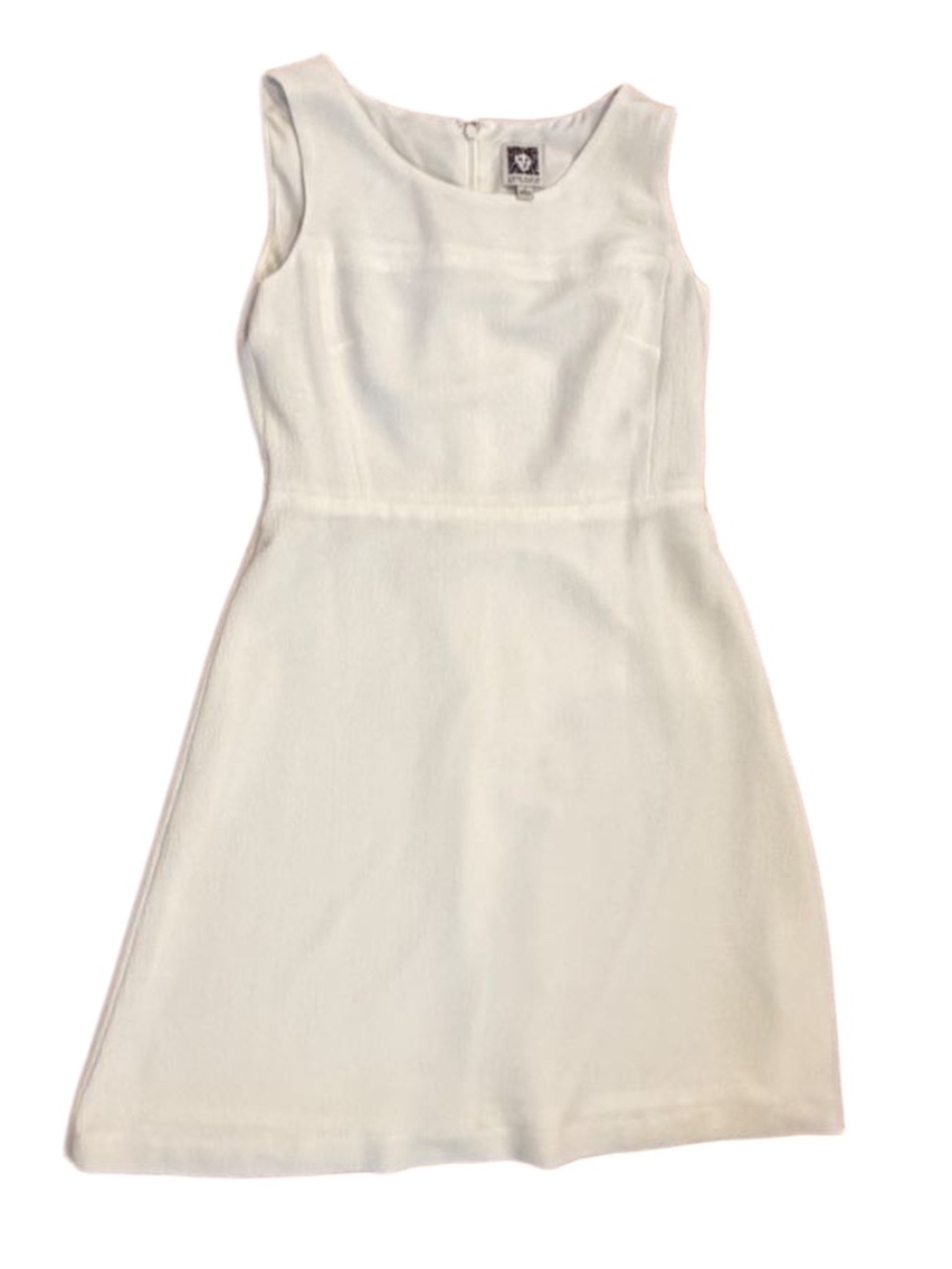 NWOT Anne Klein white textured crepe lined sheath shift dress 4 6